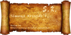 Simonyi Kristóf névjegykártya